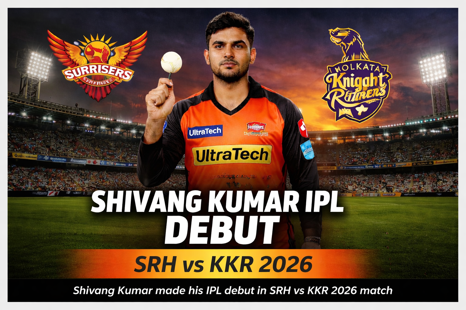 Shivang Kumar IPL debut for Sunrisers Hyderabad vs Kolkata Knight Riders 2026 at Eden Gardens